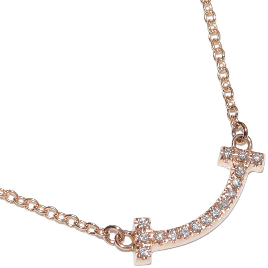 ティファニー ペンダントネックレス K18PG ダイヤ0.03ct Tスマイル