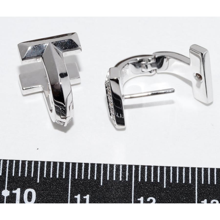 ティファニー ピアス K18WG ダイヤ0.28ct Tワン ハーフパヴェ