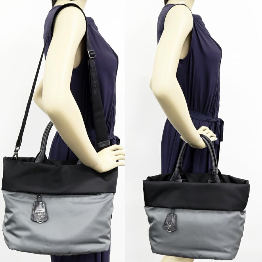 PRADAプラダトートバッグテスートナッパ ナイロン　グレー×黒2WAY PRADA プラダ トートバッグ テスートナッパ ナイロンxナッパ