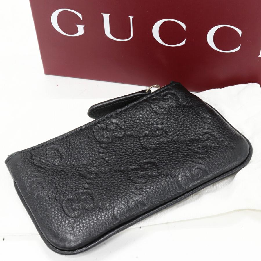 GUCCI（グッチ） GGエンブレム キーポーチ GGグレインレザー 黒 815891