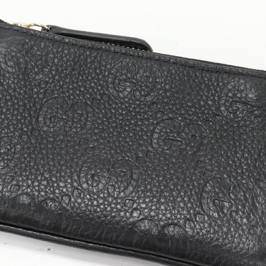 GUCCI（グッチ） GGエンブレム キーポーチ GGグレインレザー 黒 815891