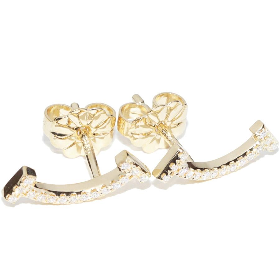 ティファニー ピアス K18YG ダイヤ0.06ct Tスマイルピアス : たかみ