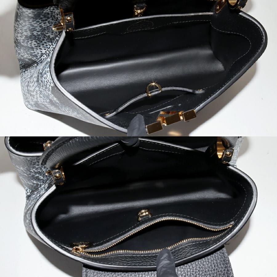 ルイヴィトン ハンドバッグ トリヨンレザー ホワイトxネイビー LV×YK インフィニティネット カプシーヌMM 草間彌生コラボモデル限定 2WAY M21728の画像