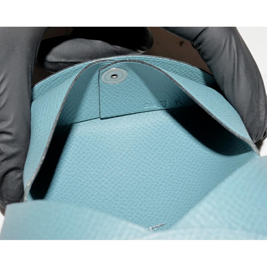HERMES（エルメス） カルヴィ エプソン ブルージーン 二つ折りカード