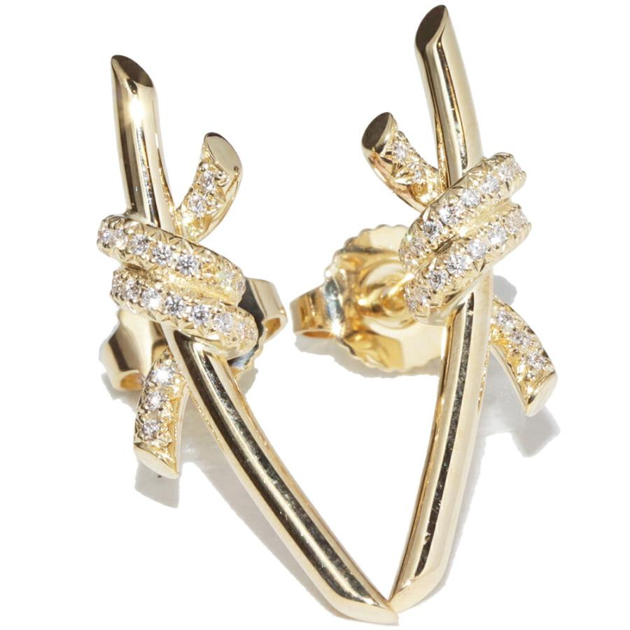 ティファニー ピアス K18YG ダイヤ計0.09ct ノットピアス : たかみ質店