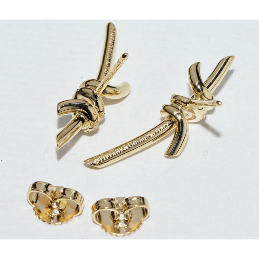 ティファニー ピアス K18YG ダイヤ計0.09ct ノットピアス : たかみ質店