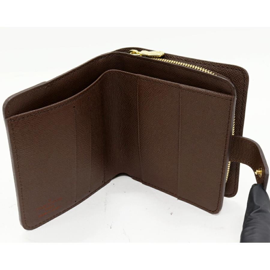 ルイヴィトン コンパクトジップ ダミエ 二つ折り財布 エベヌ ラウンドファスナー LOUIS VUITTON】ルイ・ヴィトン コンパクト ジップ N61668 二