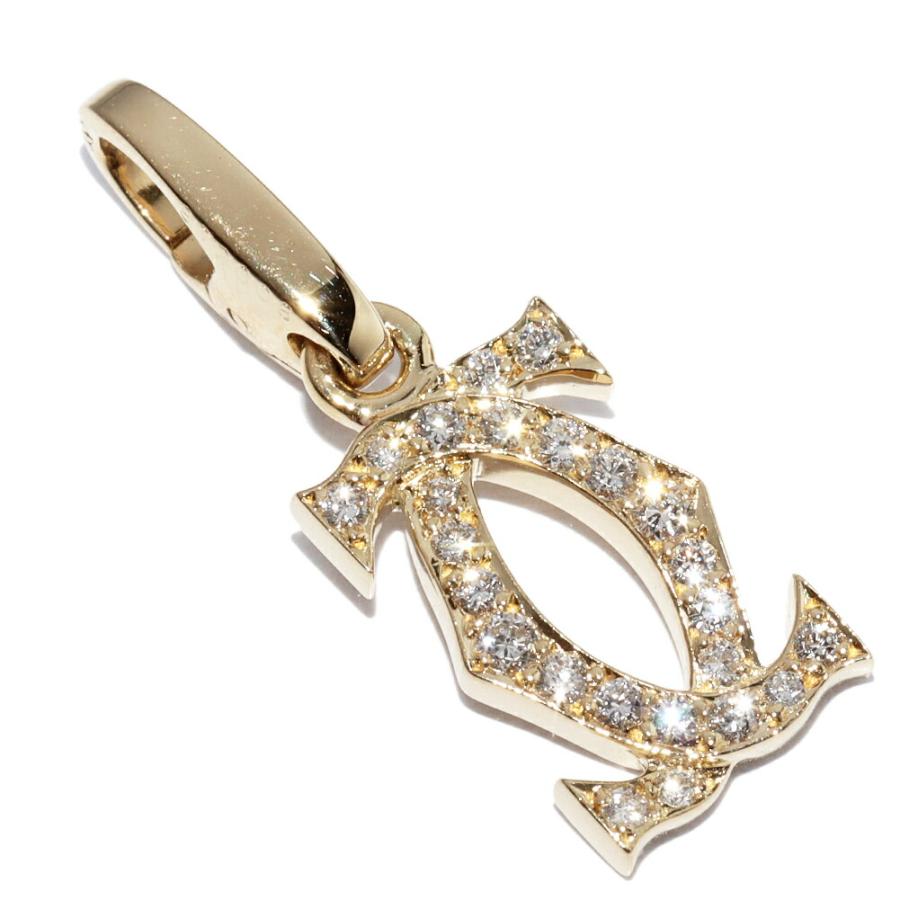 最終価格　K18 合計0.2ct ダイヤ チャーム　美品 Cartier（カルティエ） K18YG ダイヤ24P 2Cチャーム フルダイヤ B30102