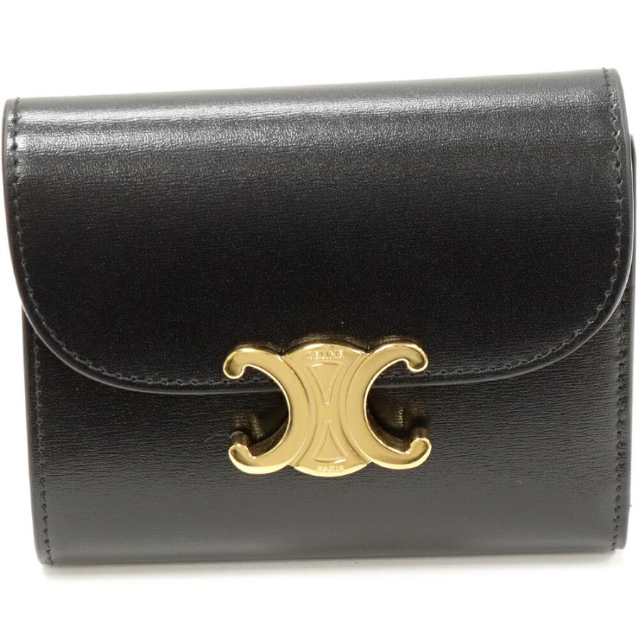 最終値下げ CELINE トリオンフ 二つ折り財布 CELINE(セリーヌ) 2つ折り財布 トリオンフ 節約 ジップ ウォレット 黒