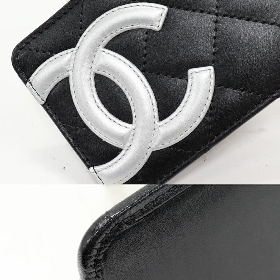 CHANEL（シャネル） カードケース カンボンライン カーフ 黒xシルバー