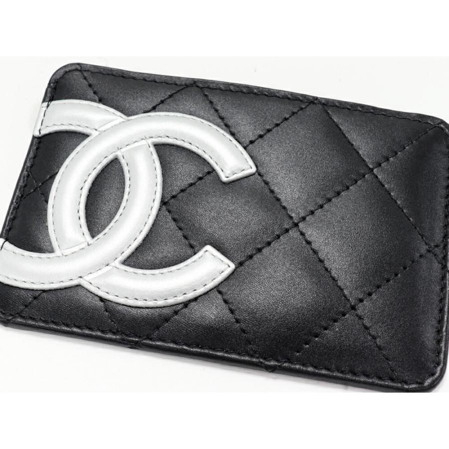 CHANEL（シャネル） カードケース カンボンライン カーフ 黒xシルバー