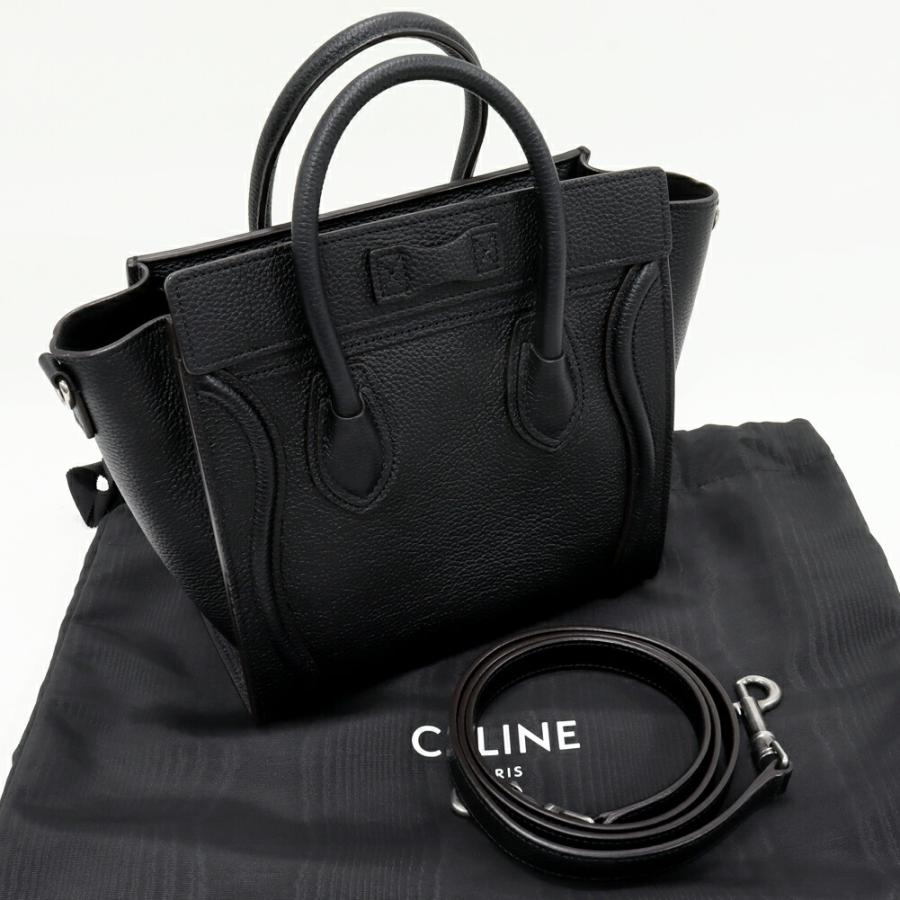 CELINE（セリーヌ） ラゲージ ナノショッパー ドラムドカーフスキン 黒