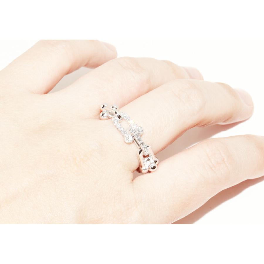 【展示品】ティファニー　ハードウェア K18WG ダイヤスモールリンクリング ティファニー 指輪 K18WG ダイヤ0.26ct ハードウェア スモールリンク