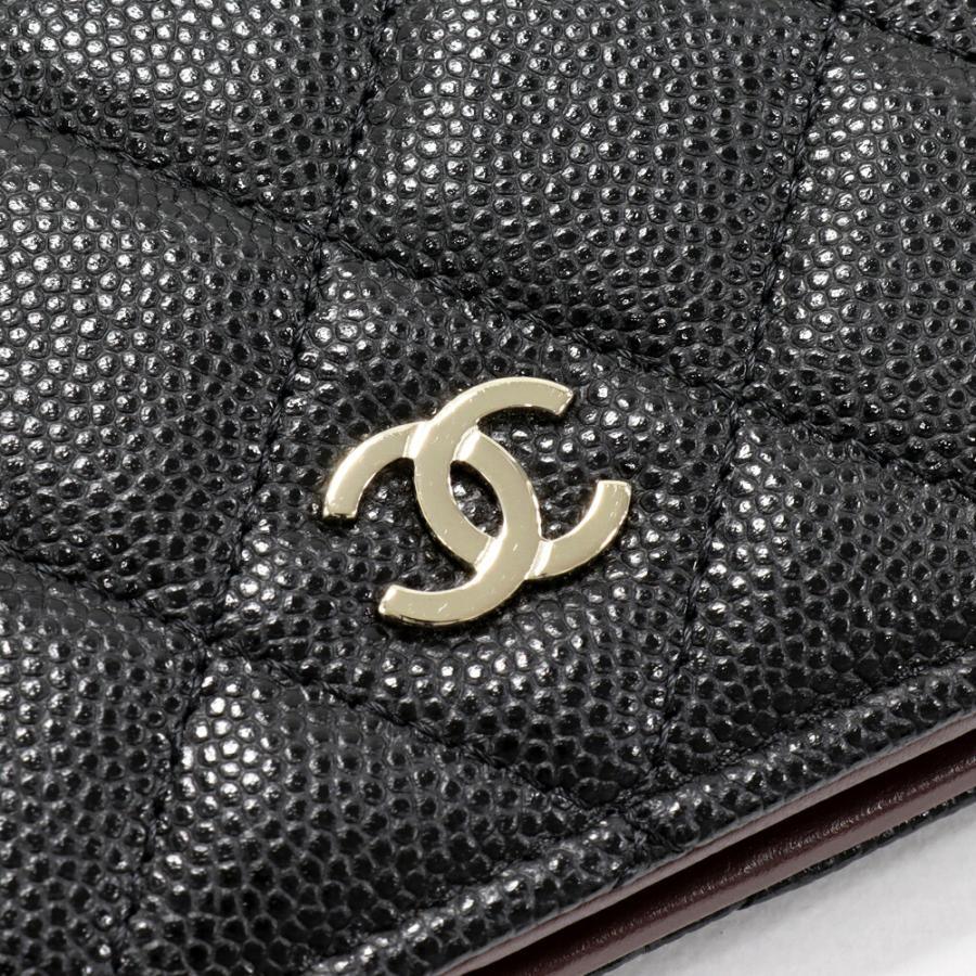 シャネル CHANEL 二つ折り財布 キャビアスキン マトラッセ スモールウォレット AP3178 ブラック CHANEL（シャネル） 二つ折り財布(小銭入れあり) マトラッセ スモール