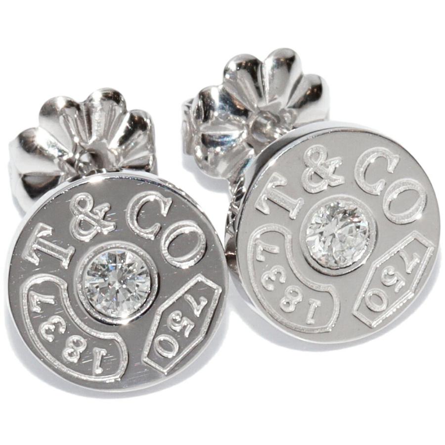 【ハイライト】ティファニー　ラウンドサークルピアス　片耳メンズ/レディース ティファニー ピアス K18WG ダイヤ2P 1837 サークル : たかみ質店