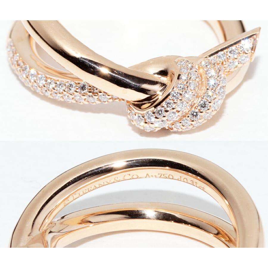 ティファニー 指輪 K18PG ダイヤ0.31ct ノット ダブルロウリング