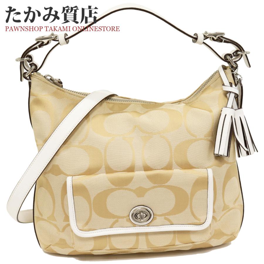 COACH（コーチ） シグネチャー キャンバスxカーフ ベージュx白 2WAY 