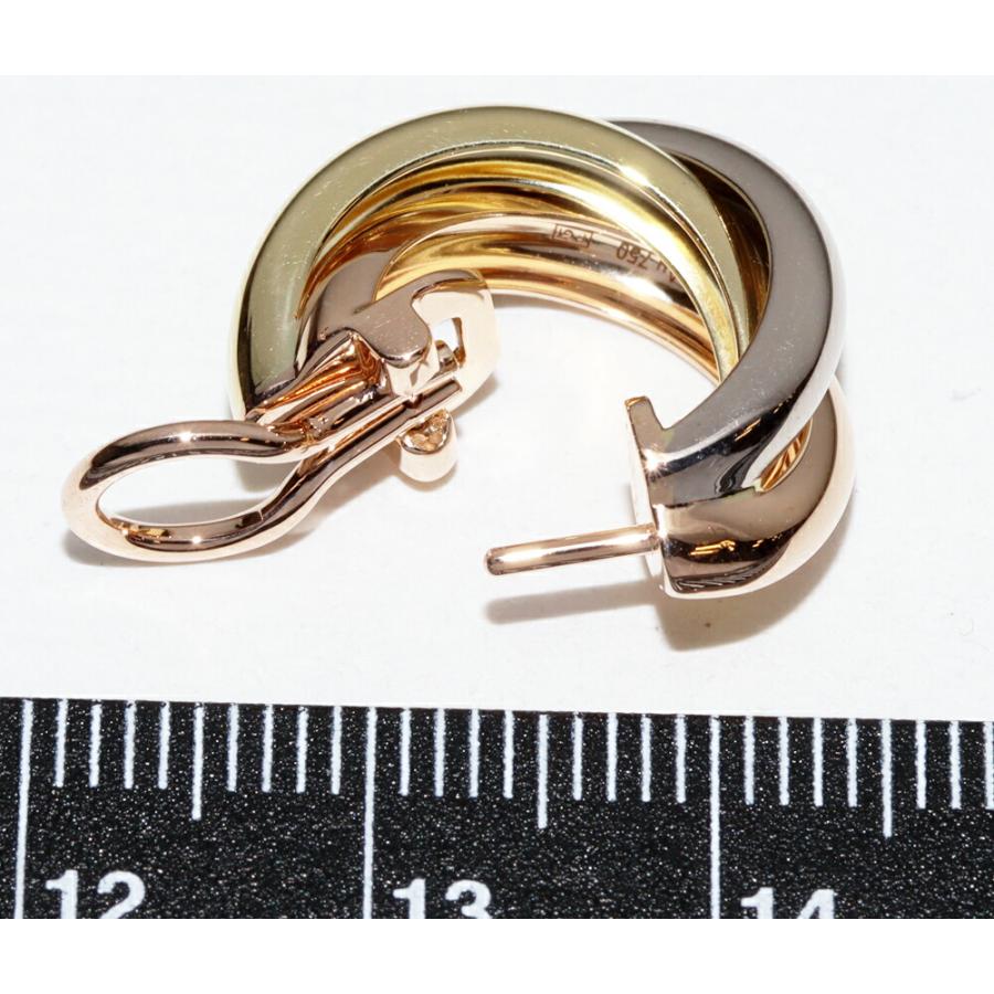 E041 美品 K18YG WG PG トリニティピアス TRINITY（Cartier） カルティエ トリニティピアス K18YG K18WG K18PG