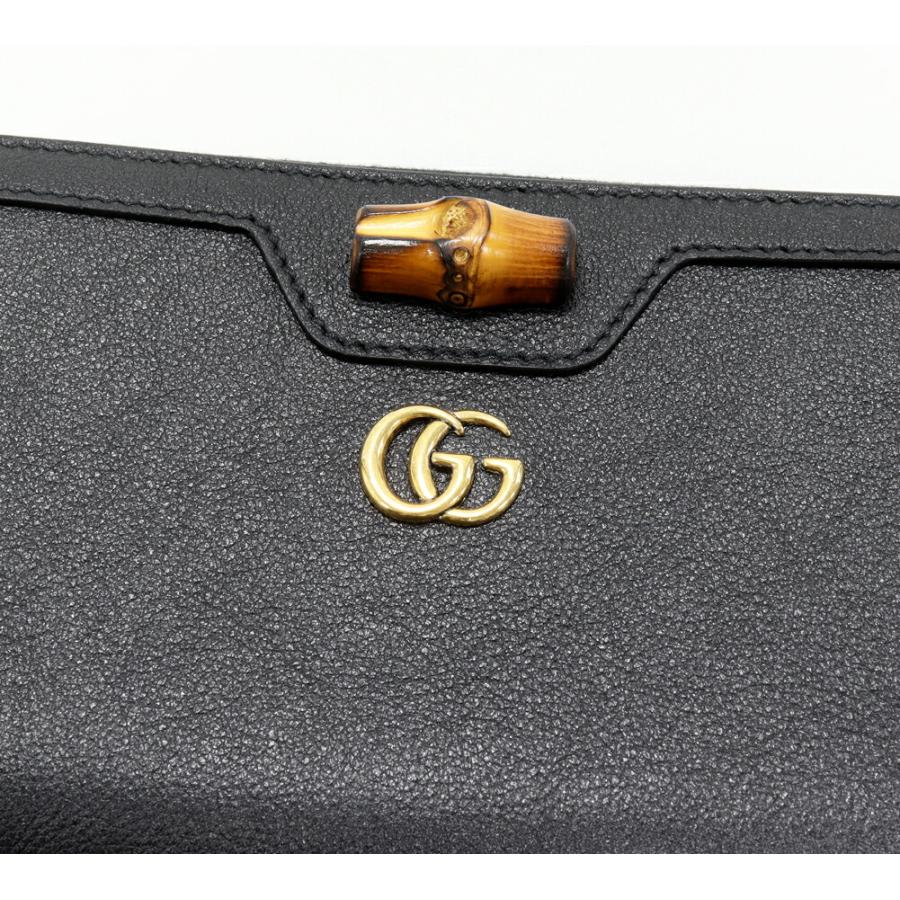 グッチ ダイアナ ブラック パイソン バンブー GGマーモント ラウンド 長財布 GUCCI（グッチ） ラウンドファスナー長財布(小銭入れあり) GG