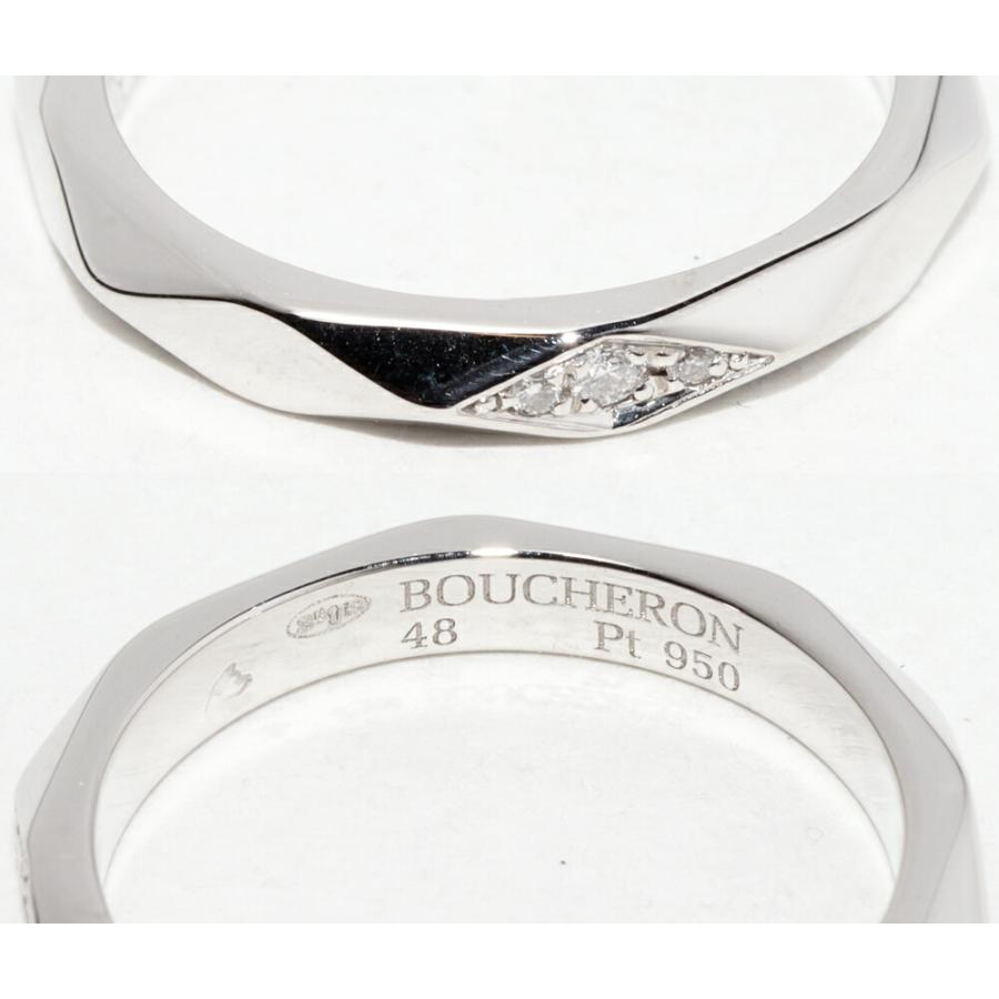 ブシュロン Pt950 ダイヤ3P(0.02ct) 3ダイヤモンド ファセットリング