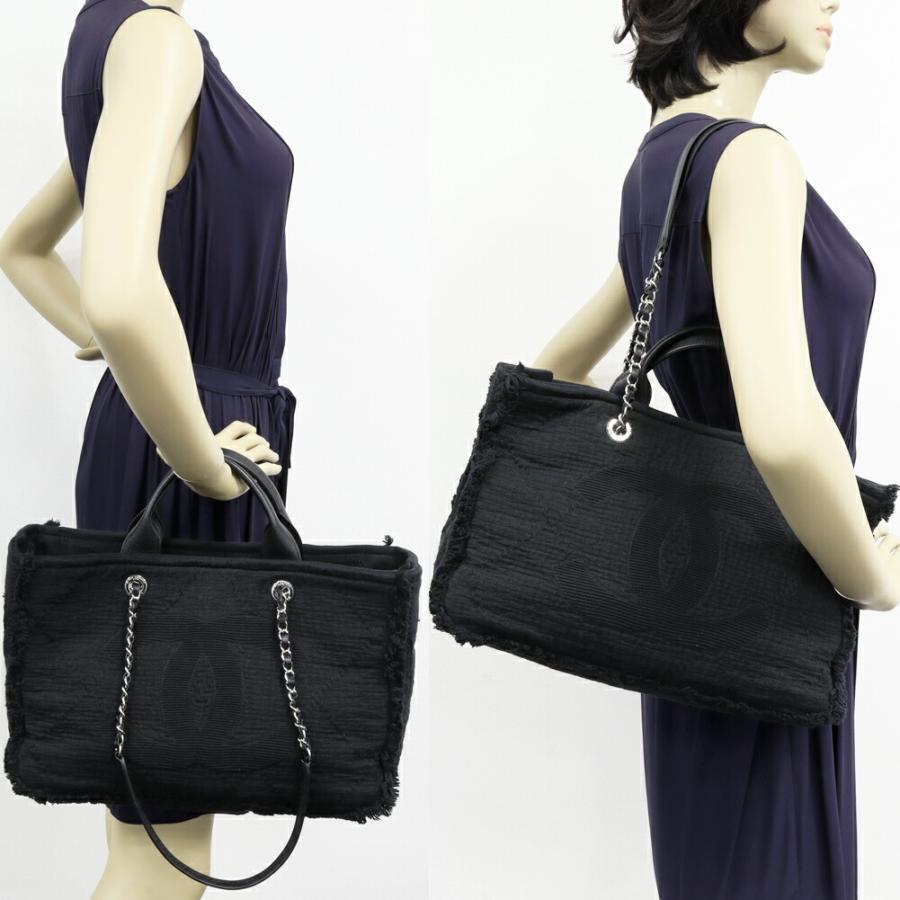 CHANEL（シャネル） ドーヴィルライン ココマーク コットンxカーフ 黒