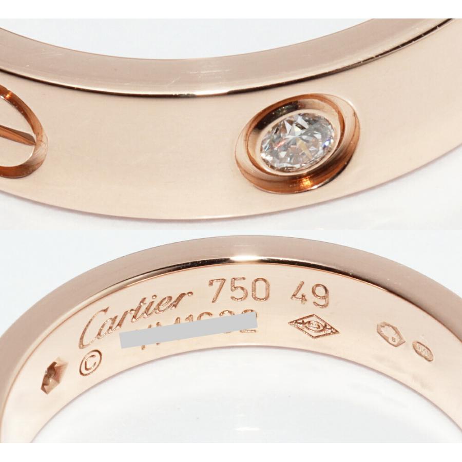 Cartier カルティエ 1Pダイヤ ミニ ラブ リング K18 750 PG ピンクゴールド 日本サイズ約７号 #4７札幌　西岡発 Cartier（カルティエ） K18PG ピンクゴールド ミニラブ 1P ダイヤ