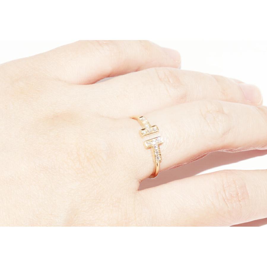 ティファニー 指輪 K18YG ダイヤ12P(0.13ct) Tワイヤー リング