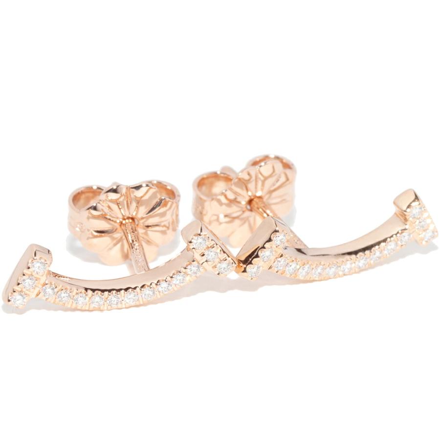 ティファニー ピアス K18PG ダイヤ計0.06ct Tスマイルピアス : たかみ