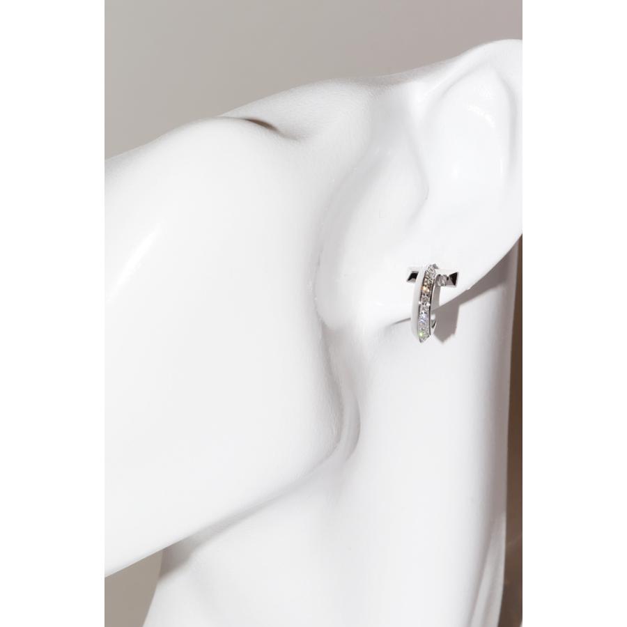 ティファニー K18WG ダイヤ0.40ct Tワン フープピアス : たかみ質店