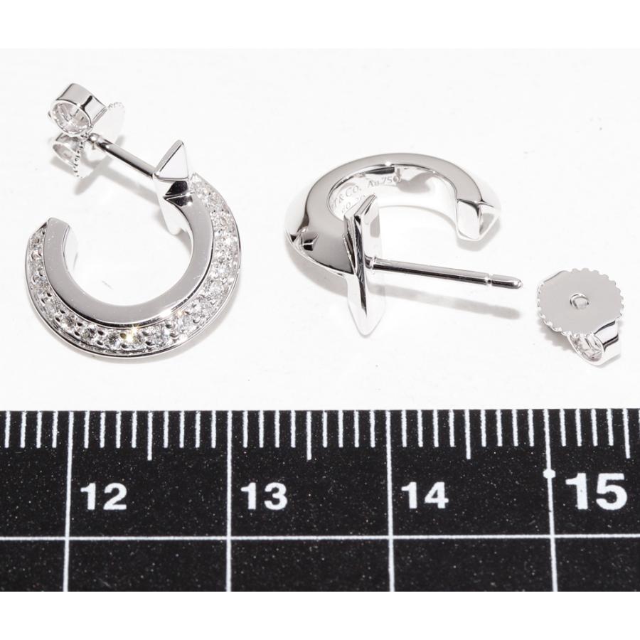 ティファニー K18WG ダイヤ0.40ct Tワン フープピアス : たかみ質店