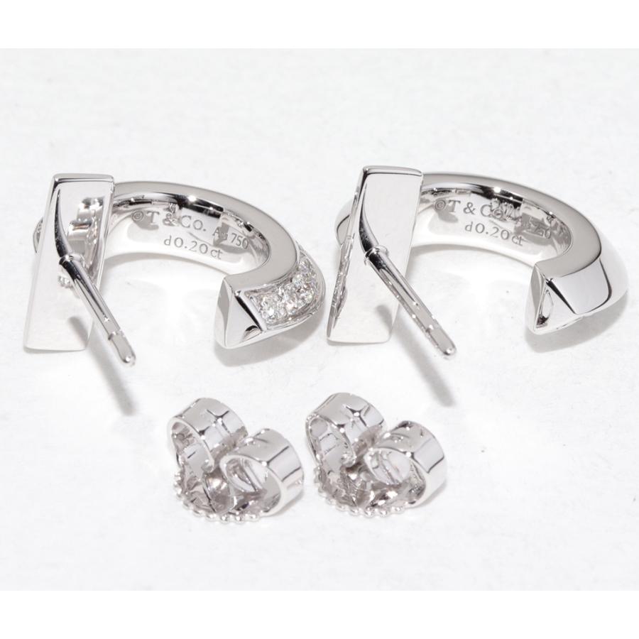 ティファニー K18WG ダイヤ0.40ct Tワン フープピアス : たかみ質店