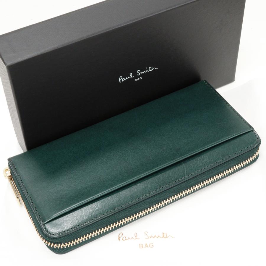 Paul Smith グリーン 長財布 Paul Smith（ポール・スミス） ベジタン ロングウォレット 牛革 ダーク