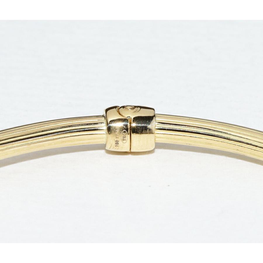 【ノーブランド】K18YG バングル ノーブランドバングル ダイヤ 鏡面/梨地 ゴールド レディース