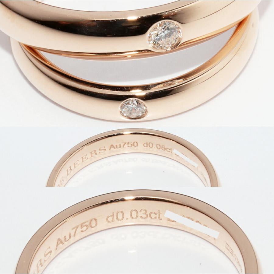 DE BEERS（デビアス） K18PG ダイヤ2P(0.05ct/0.03ct) クラシック ワン