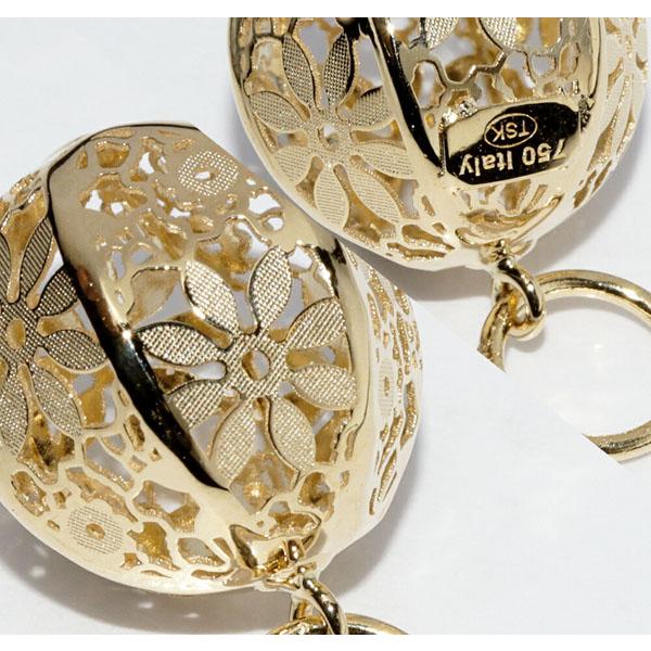 K18 透かしボールモチーフ ネックレストップ 透かしデザイン ボール