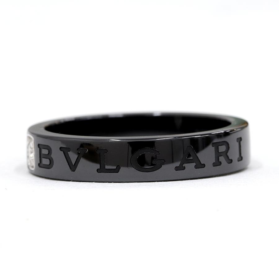 ブルガリ BVLGARI ダブルロゴ ブラックセラミック 1Pダイヤ#49リング BVLGARI（ブルガリ） ダブルロゴ リング 指輪 62号 ダイヤ1P K18WG