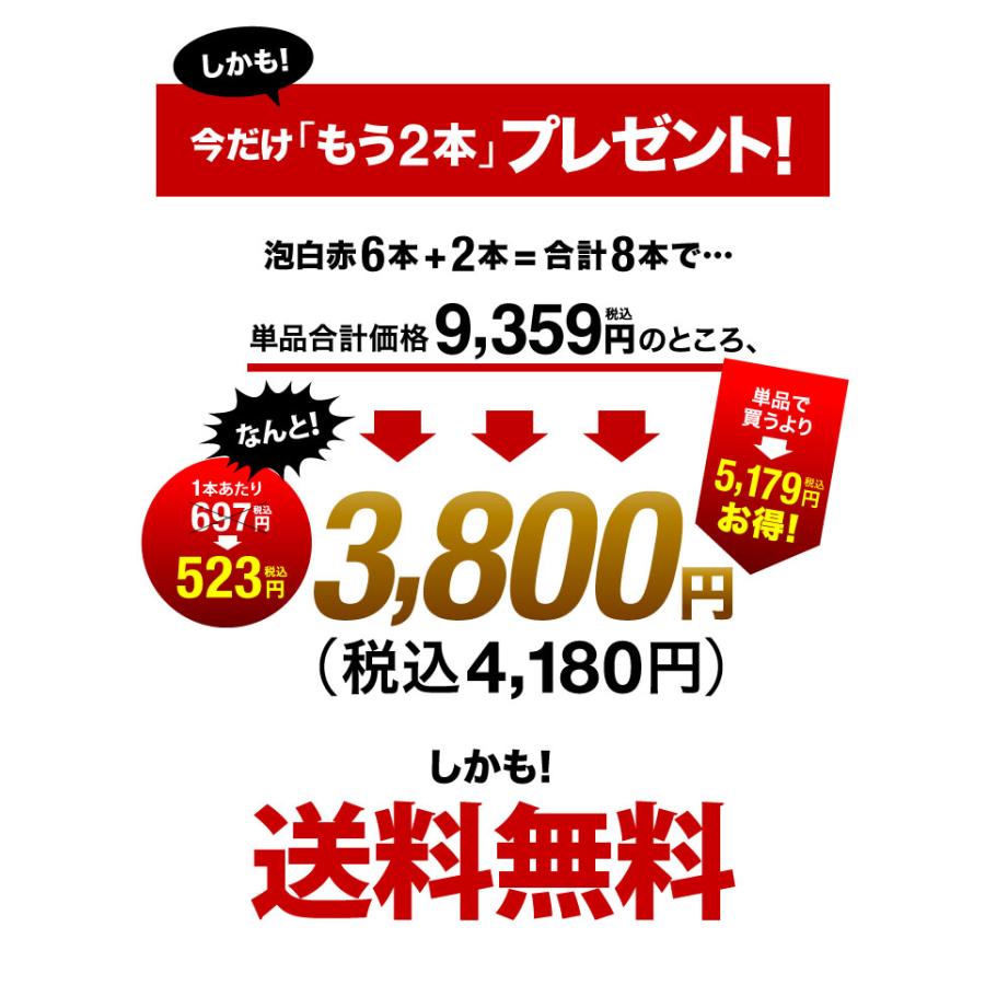 送料無料 第227弾 ★プラス2★ 1本あたり523円 厳選＆お手頃 6本+2本 ワイン セット (泡1 白1 赤4) 販売実績が物語る！(追加4本同梱可) 超得企画｜takamura｜02