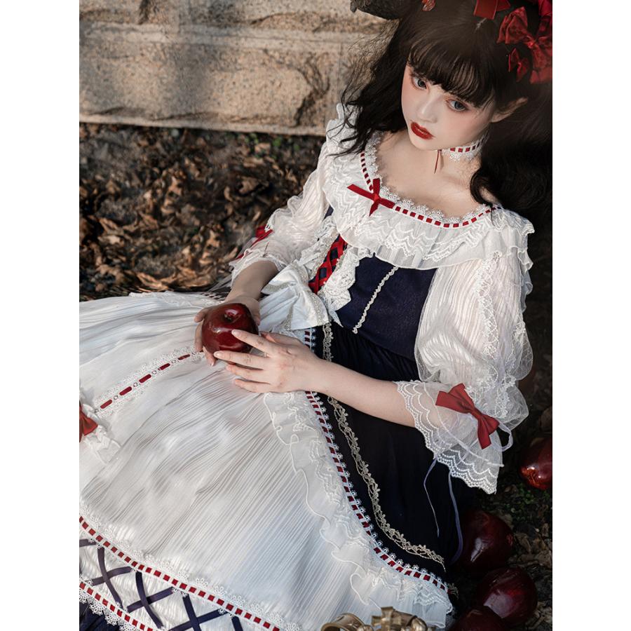 白雪姫ロリータドレス コスプレ衣装 ゴスロリ lolitaツーピース（ドレス×首元アクセサリー）_2