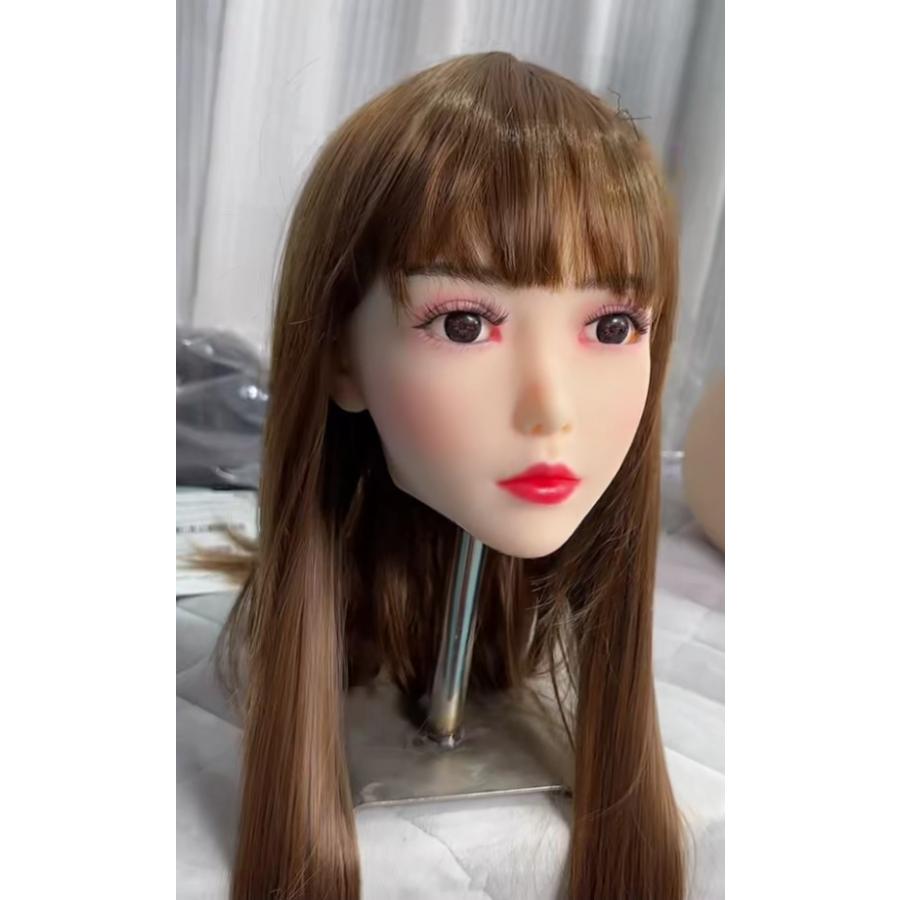 ソフトTPE ヘッド リアルドールマネキンヘッド ウィッグ付 M16 140