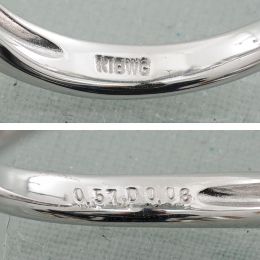 【A27】 K18WG ホワイトゴールド マーキス サファイア 0.57ct ダイヤモンド 0.08ct リング 指輪 中古良品 11号の画像