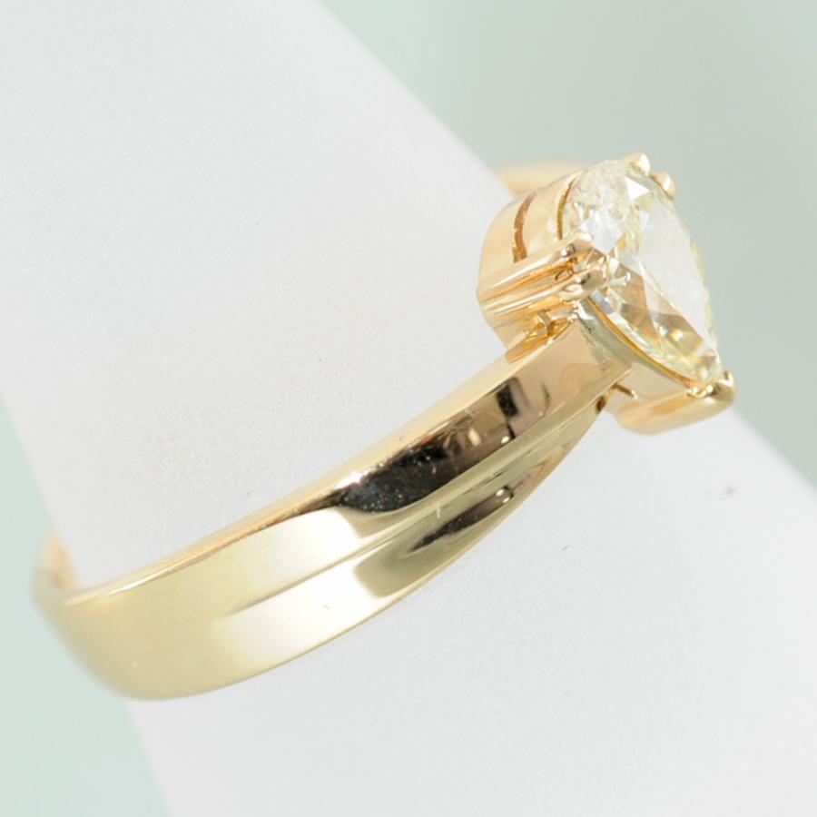 【A36】 K18 イエローゴールド 天然 ティアドロップ ダイヤモンド 0.594ct SI-2 リング 指輪 中古品仕上済 ソーティングラベル 15号の画像
