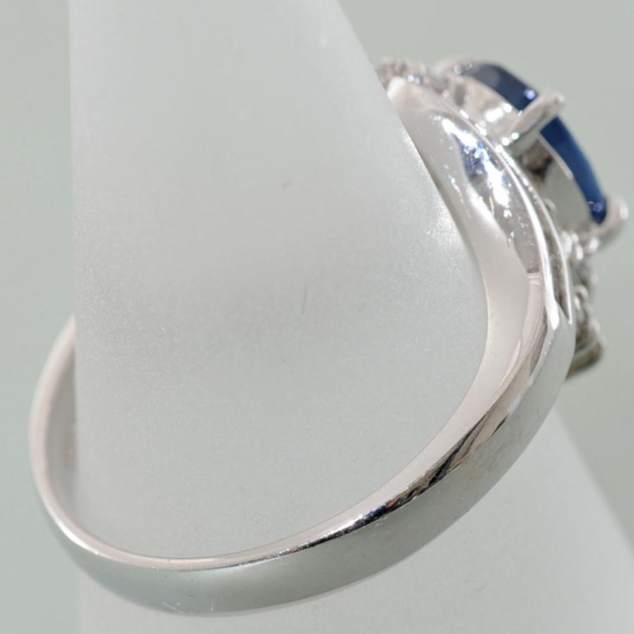 【A68】  Pt900 プラチナ900 天然ブルーサファイア 1.50ct メレダイヤ テーパーダイヤ 0.55ct リング 指輪 中古品仕上済 13号の画像