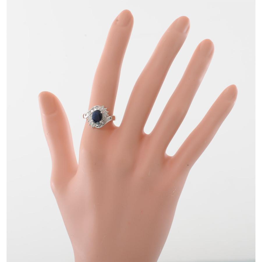 【A68】  Pt900 プラチナ900 天然ブルーサファイア 1.50ct メレダイヤ テーパーダイヤ 0.55ct リング 指輪 中古品仕上済 13号の画像