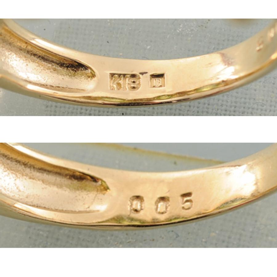 【A71】 K18 イエローゴールド 天然ペリドット メレダイヤモンド 0.05ct リング 指輪 中古品仕上げ済み 12号 ソーティングラベル付の画像