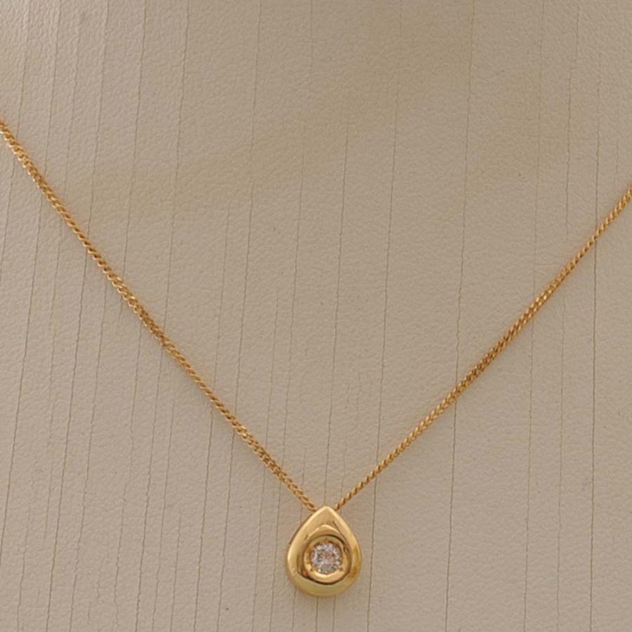 【A86】　K18　イエローゴールド　ダイヤモンド　0.14ct　ペンダントネックレス　中古品の画像