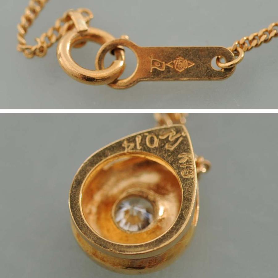 【A86】　K18　イエローゴールド　ダイヤモンド　0.14ct　ペンダントネックレス　中古品の画像