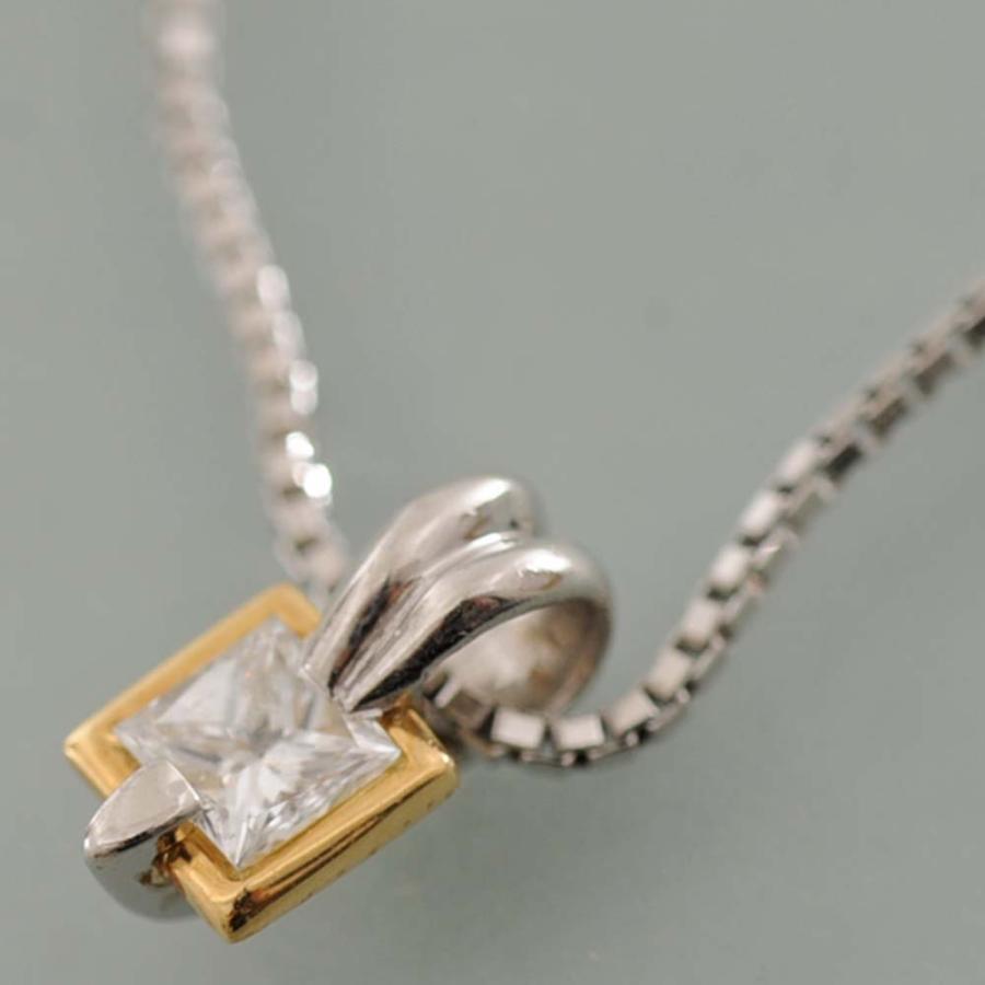 B50】 Pt850 K18 プラチナ イエローゴールド ダイヤモンド プリンセス  