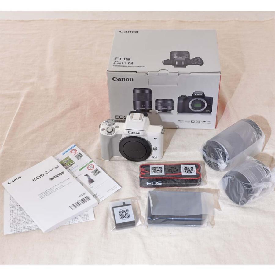 12/28まで出品☆Canon EOS Kiss M ダブルズームキット 白 キヤノン EOS Kiss M ダブルズームキット ホワイト | ミラーレス一眼