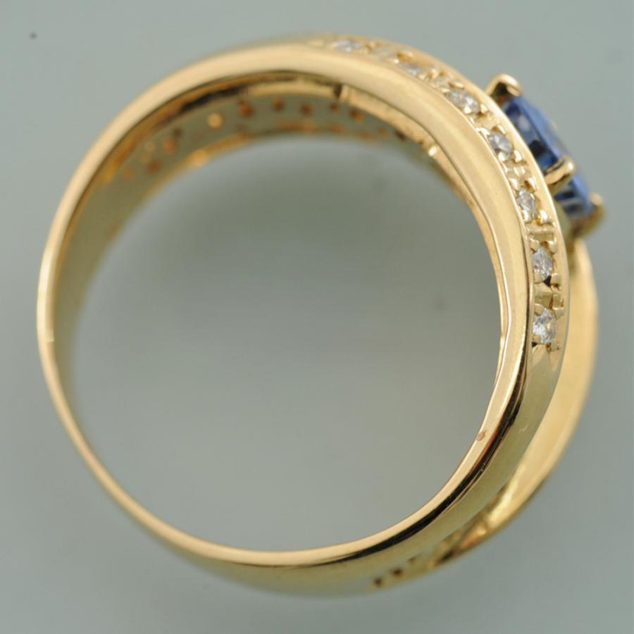 D27】 K18 イエローゴールド 天然ブルーサファイア 1.04ct メレダイヤ