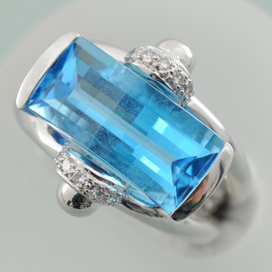 E27】 Pt900 プラチナ 天然ブルートパーズ 17.964ct メレダイヤモンド 